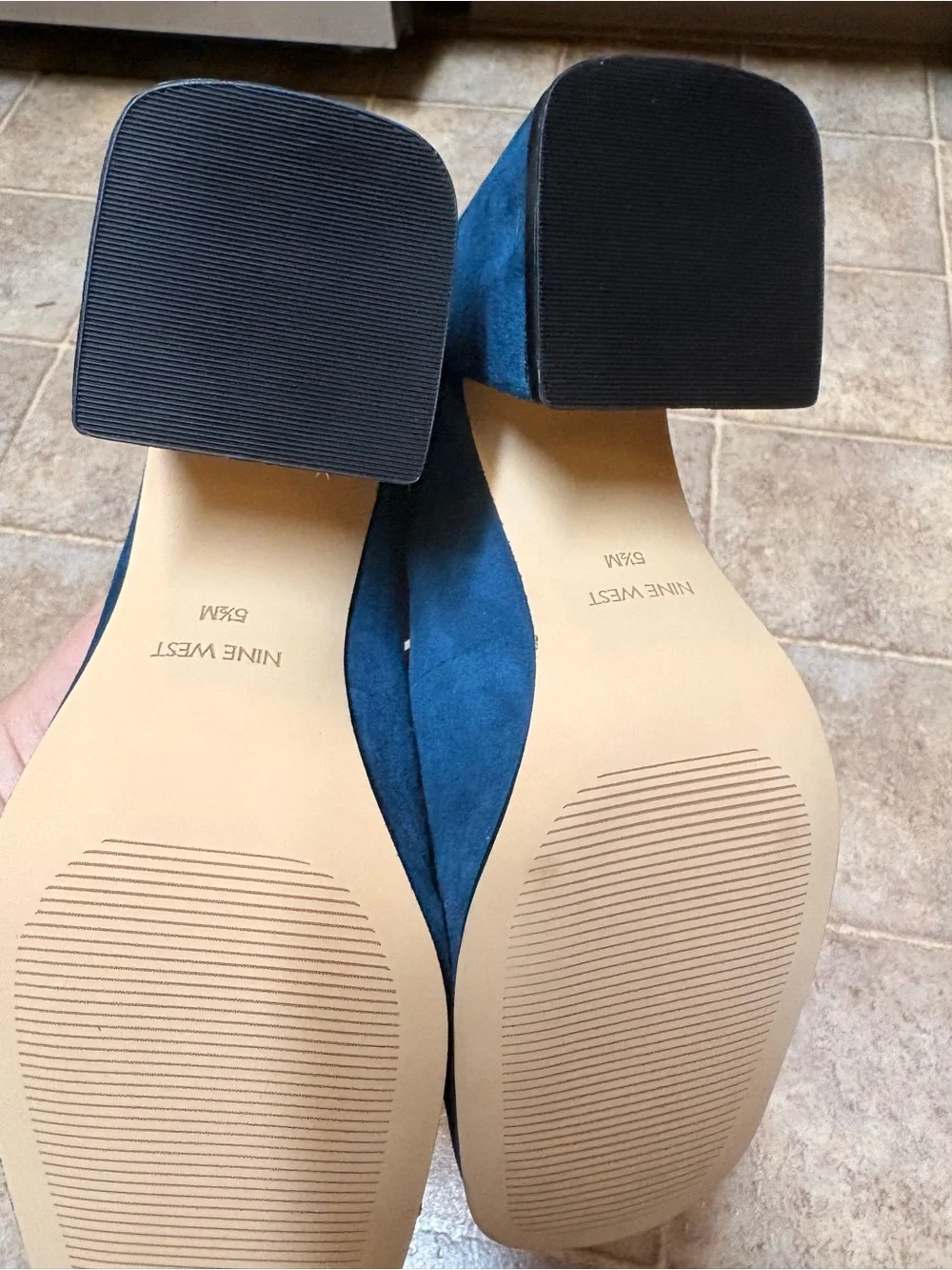 Nine West Blue Suede Flats with Gold Hardware
